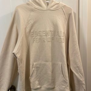 Essentials Flocked Logo Eggshell Hoodie